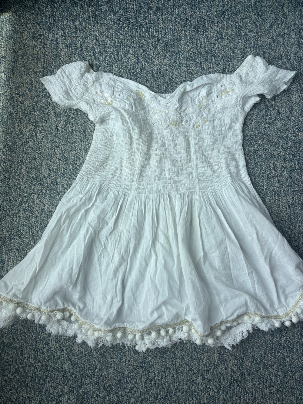 White Embroidered Off-Shoulder Sexy Little Swim Coverup